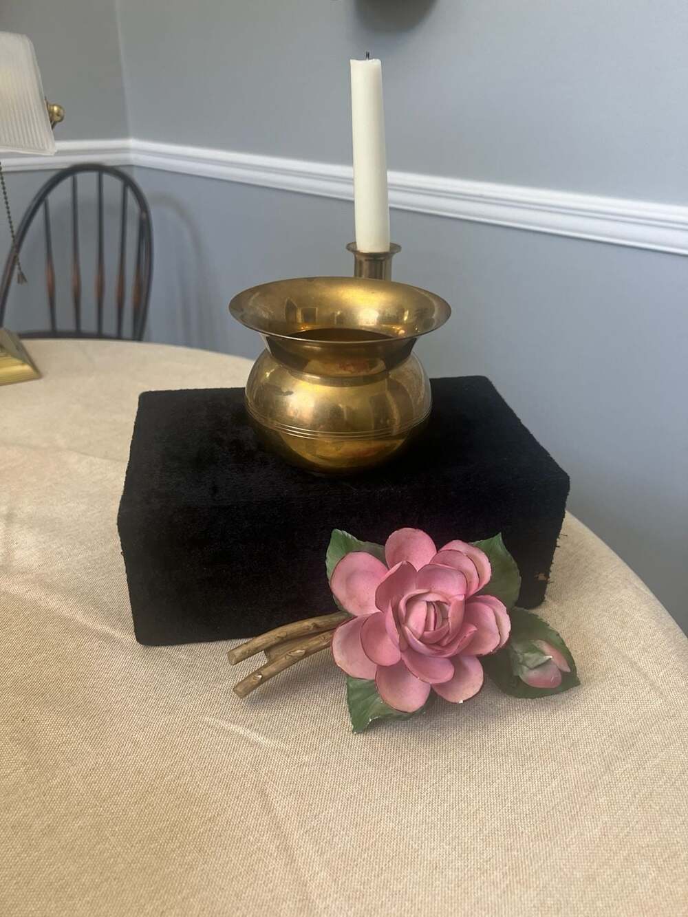 Vintage US Smokeless Tobacco Co. Brass Spittoon Cuspidor 3" x 4"
